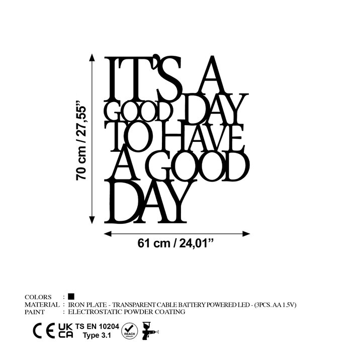 Wallity Its A Good Day To Have A Good Day 187 - Accesorio de Pared Metálico con LED